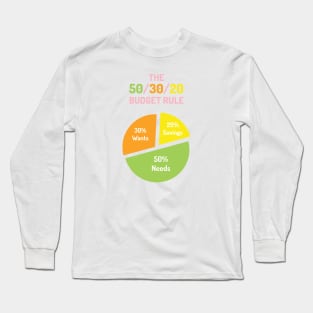 The 50/30/20 Budget Rule | Green Orange Yellow Pink | White Long Sleeve T-Shirt